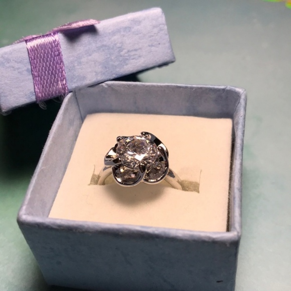 Silver Promise Round Diamond Ring,5 - Picture 8 of 8